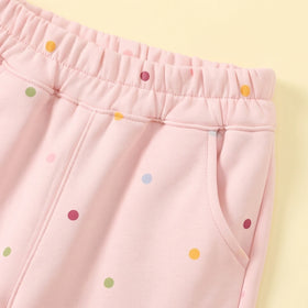 Girls Light Pink Polka Dot Print Hooded Jacket With Pants Sets 2 pc. Sets
