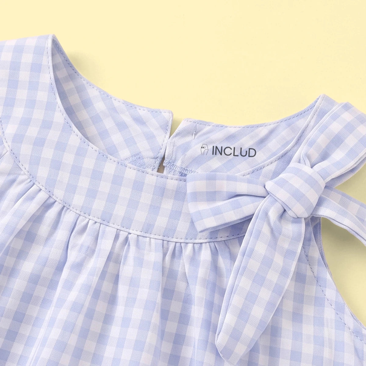 Girls Blue Checked Sleeveless Top With Skirt Sets 2 pc. Sets