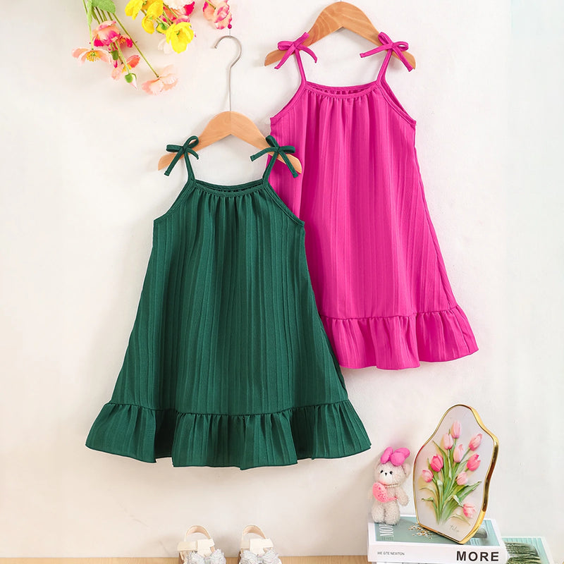Girls Multicolor Self Design Stripes Sleeveless Dresses Pack Of 2 Casual Dresses Multicolor 3-4 Y