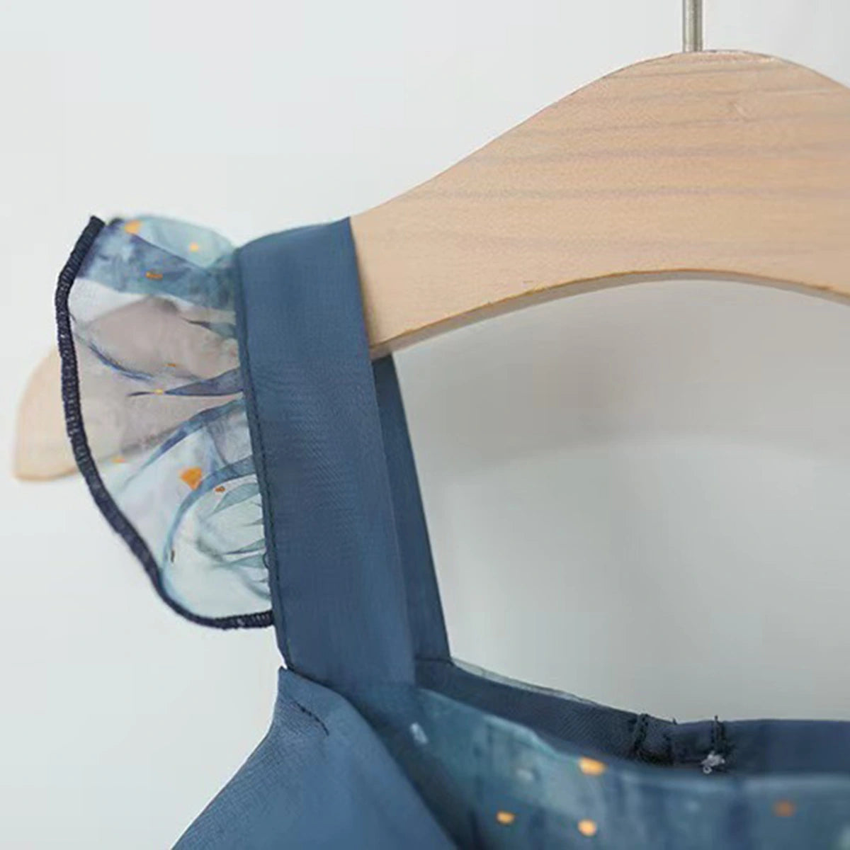 Girls Blue Foil Printed Bow Applique Fit & Flare Dress Casual Dresses