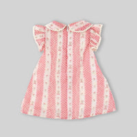 Girls Pink Floral Peter Pan Collar Ruffle A-line Dress Casual Dresses