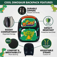 Boys Green Dinosaur Front Hard-Shell School Backpack Trending Accessories