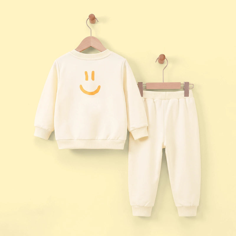Boys Beige Typographic Sweatshirt & Joggers Co-ord Sets Sets
