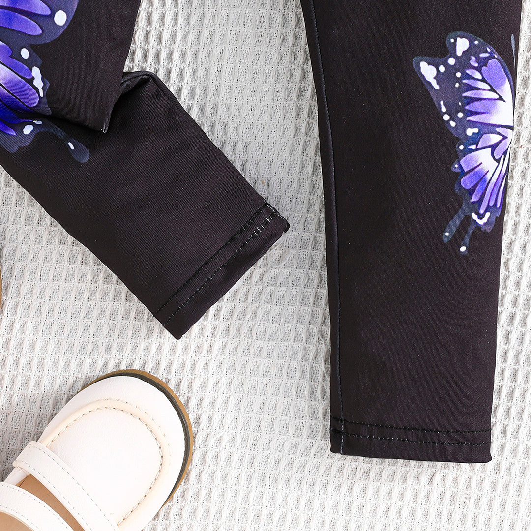 Girls Black Butterfly Print Leggings Multipack Set - Pack of 3 Leggings & Tights
