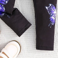 Girls Black Butterfly Print Leggings Multipack Set - Pack of 3 Leggings & Tights