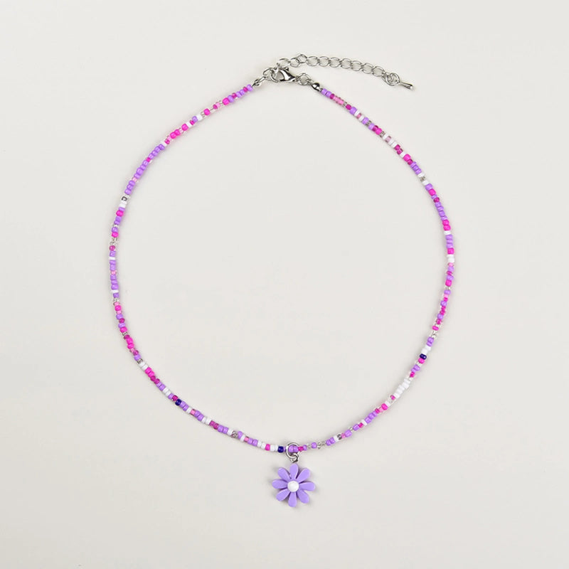 Pack Of 4 Girls Multicolour Flower Charm Necklace Sets Necklace and Chains