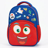 Kids Blue & Red Cartoon Face School Backpack Trending Accessories Blue Onesize
