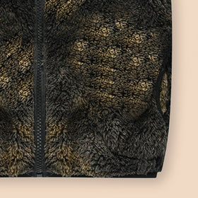 Girls Black Abstract Printed Fleece Front Zipper Sleeveless Winter Jacket Coats & Jackets