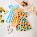 Girls Multicolor Floral Print Flutter Sleeve Fit & Flare Dress Pack Of 3 Casual Dresses Multicolor 3-4 Y
