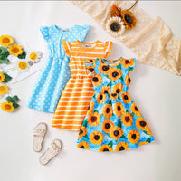 Girls Multicolor Floral Print Flutter Sleeve Fit & Flare Dress Pack Of 3 Casual Dresses Multicolor 3-4 Y