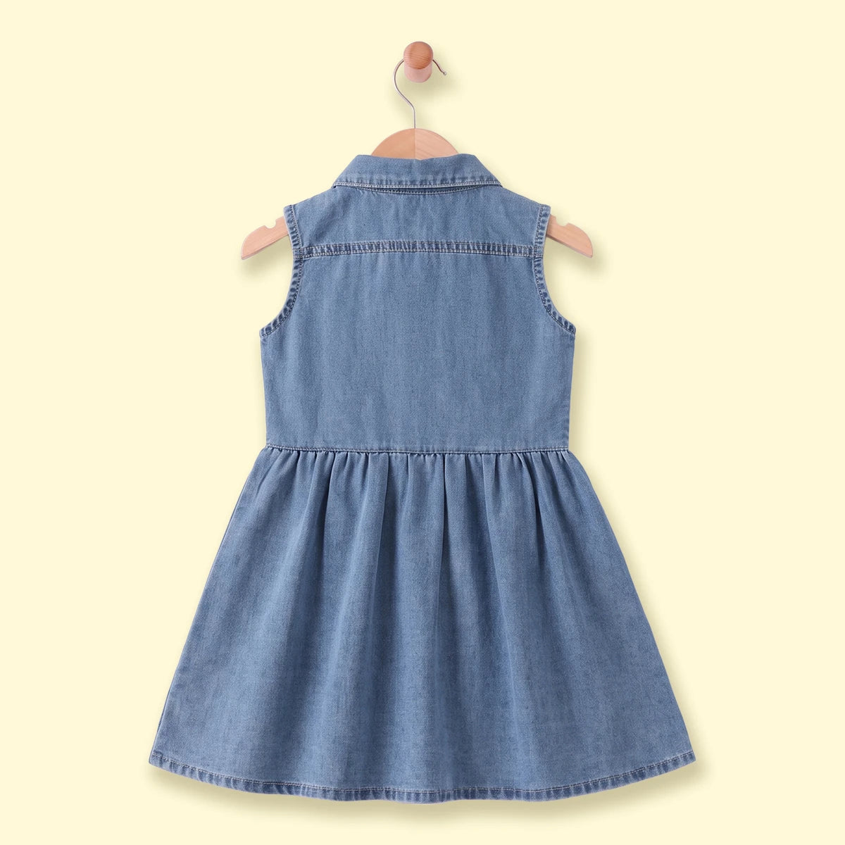 Girls Blue Sleeveless Denim Shirt Dress Casual Dresses