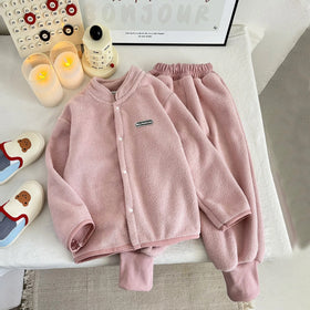 Girls Pink Fleece Jacket With Jogger Co-ord Sets Sets