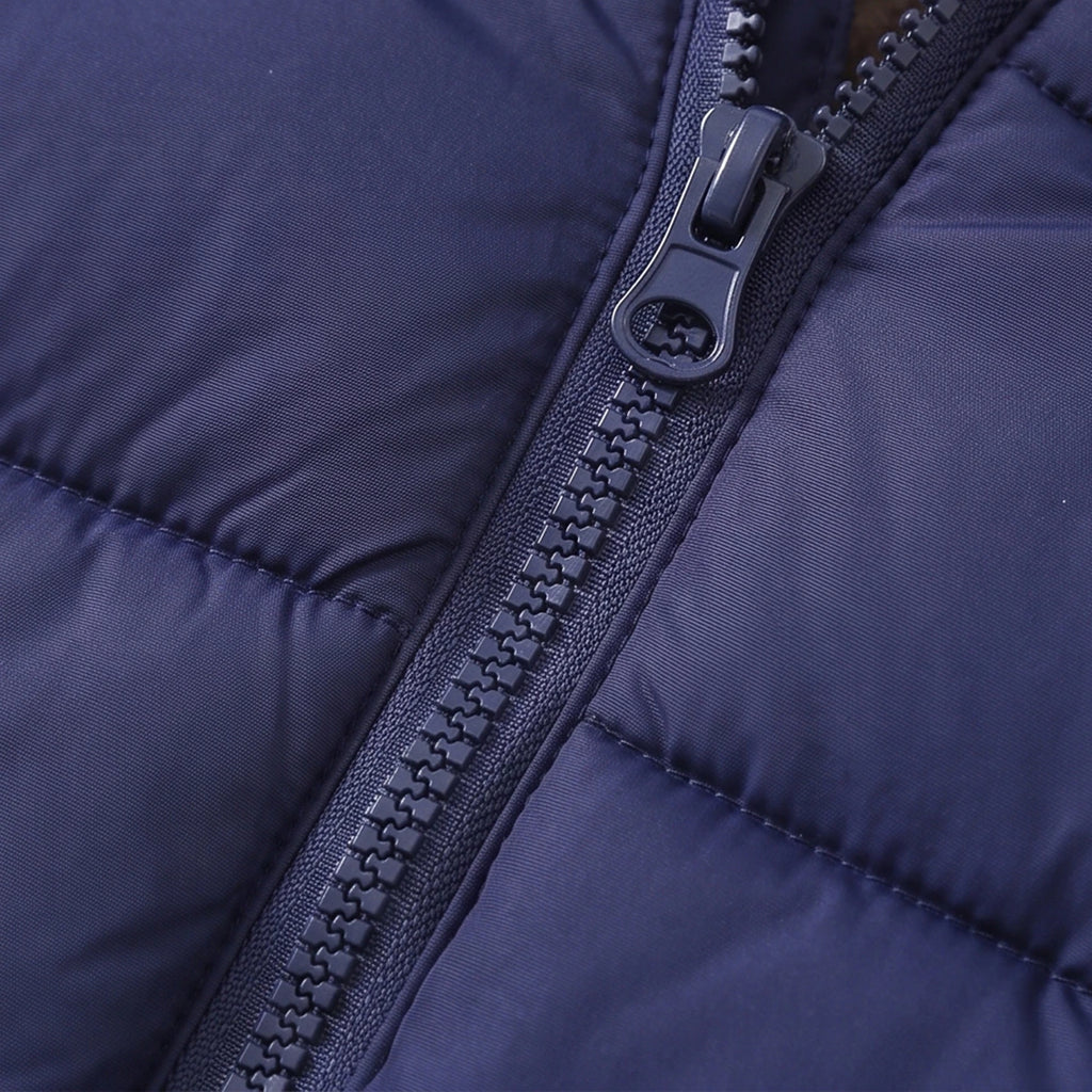 Boys Navy Blue Bear Ear On Hood Zip-up Puffer Jacket Coats & Jackets