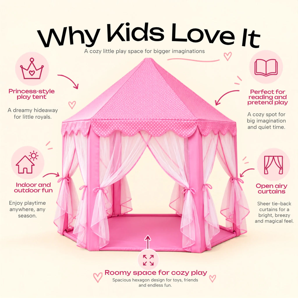 Pink Foldable Tent House for Kids Trending Accessories