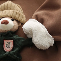 Girls Brown 3D Bear Applique Sweatshirt With Jogger Co-ord Sets Sets
