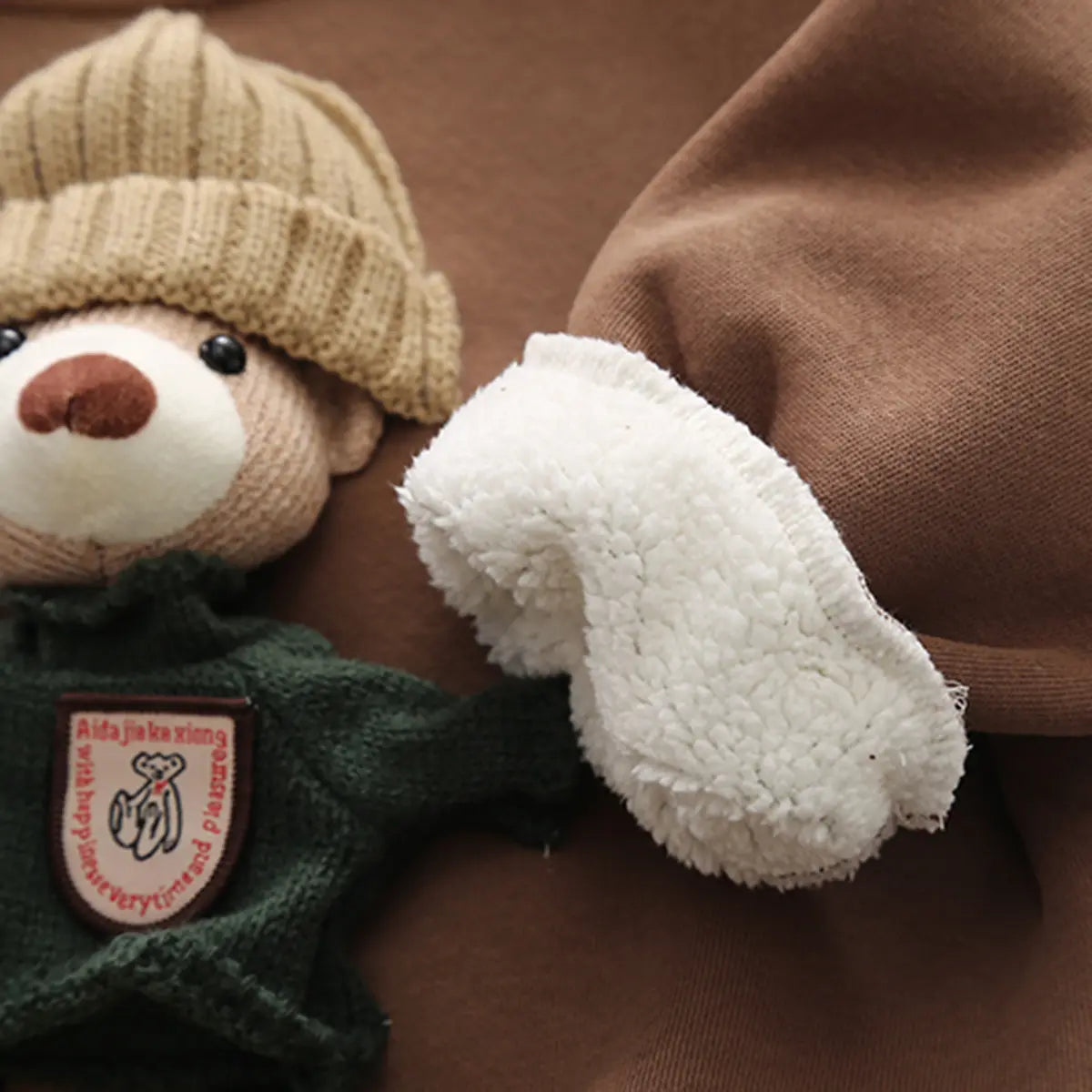 Girls Brown 3D Bear Applique Sweatshirt With Jogger Co-ord Sets Sets