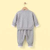 Boys Grey Typographic Embroidered Sweatshirt With Pants Set 2 pc. Sets
