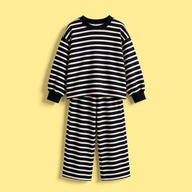 Girls Black Striped Sweatshirt & Pants Co-ord Sets Sets Black 1-2 Y
