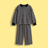 Girls Black Striped Sweatshirt & Pants Co-ord Sets Sets Black 1-2 Y