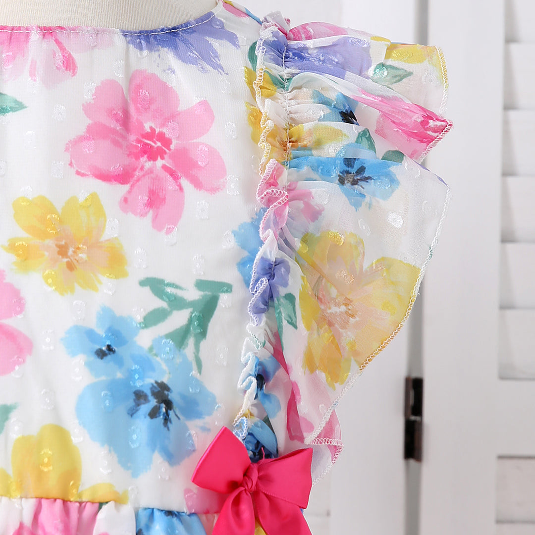 Girls Multicolor Floral Print Fit & Flare Dress Casual Dresses