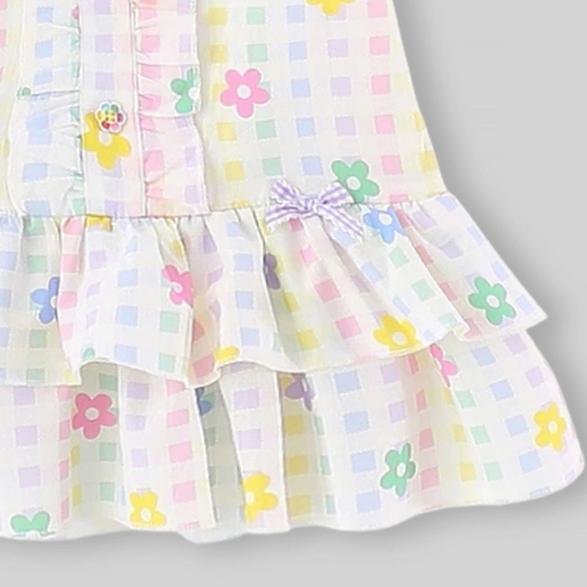 Girls Multicolor Floral Printed Ruffle Hem Drop-Waist Dress Casual Dresses