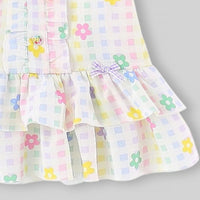 Girls Multicolor Floral Printed Ruffle Hem Drop-Waist Dress Casual Dresses