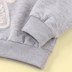 Girls Grey Bow Applique Crop Sweatshirt & Skirt Co-ord Sets Sets