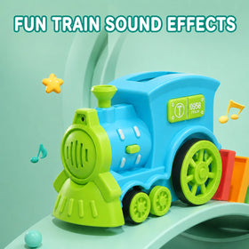 Blue Automatic Domino Train Building Toy Trending Accessories