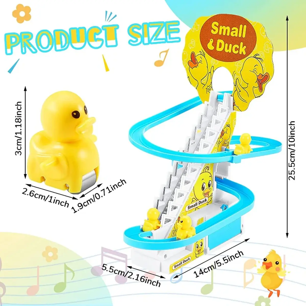 Kids Yellow Electric Duck Stair-Climbing Track Toy Trending Accessories