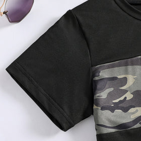 Boys Black Short Sleeve Camouflage Printed T-Shirt With Shorts Set 2 pc. Sets