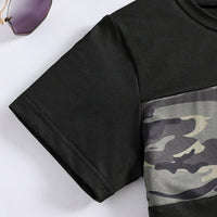 Boys Black Short Sleeve Camouflage Printed T-Shirt With Shorts Set 2 pc. Sets