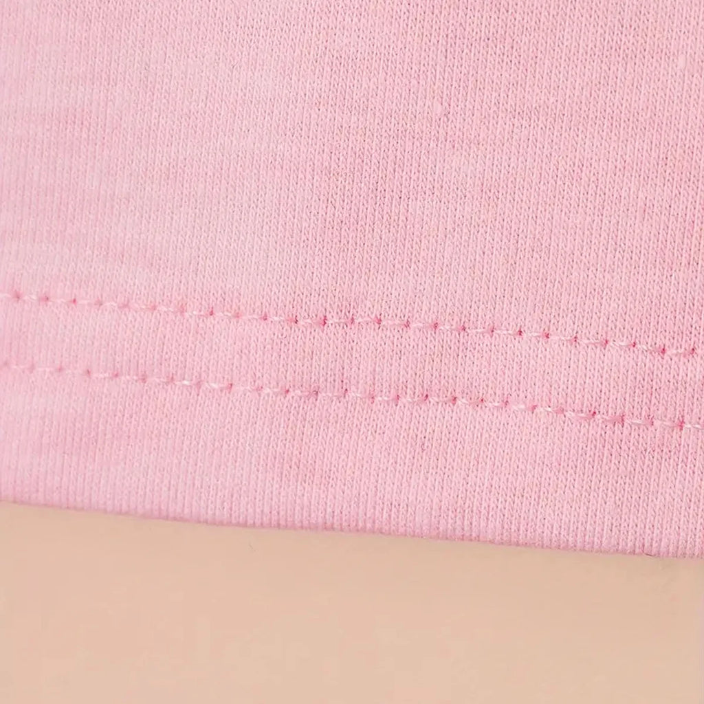 Girls Pink Bow Graphic Short Sleeve T-Shirt Tshirts