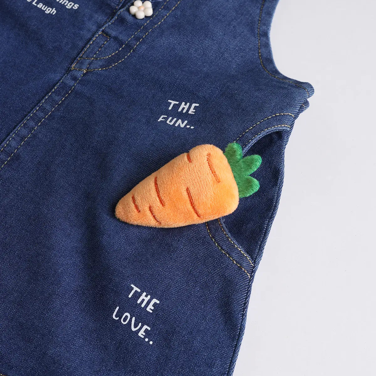 Girls Orange Applique Printed T-Shirt With Denim Dungaree and Diaper Cover Sets 3 pc. Sets