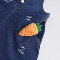 Girls Orange Applique Printed T-Shirt With Denim Dungaree and Diaper Cover Sets 3 pc. Sets