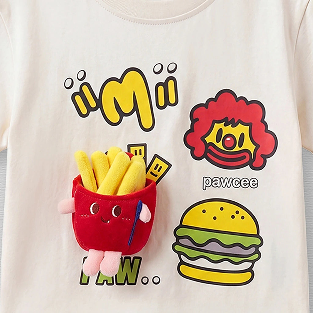 Boys Cream Short Sleeve Round Neck Graphic T-Shirt Tshirts