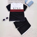 Boys Black Typography print Round Neck T-Shirt With Shorts Sets 2 pc. Sets Black 1-2 Y