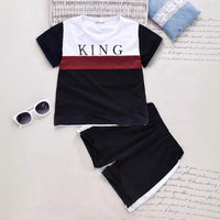 Boys Black Typography print Round Neck T-Shirt With Shorts Sets 2 pc. Sets Black 1-2 Y