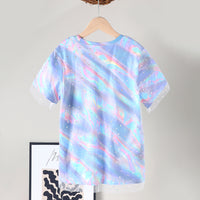 Girls Blue Printed Short Sleeve T-Shirt Tshirts