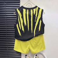 Boys Black Abstract Printed Sleeveless T-Shirt With Shorts Sets 2 pc. Sets