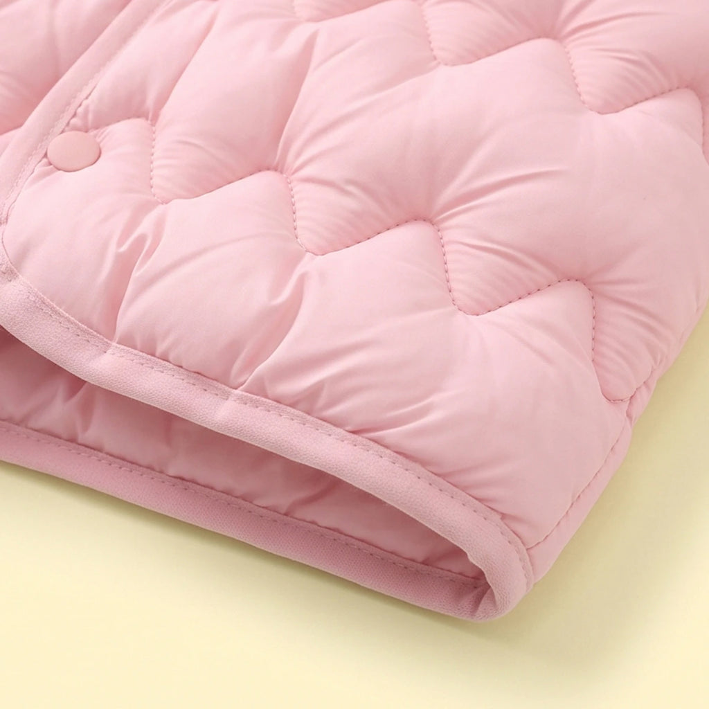 Girls Light Pink Quilted Sleeveless Jacket Coats & Jackets