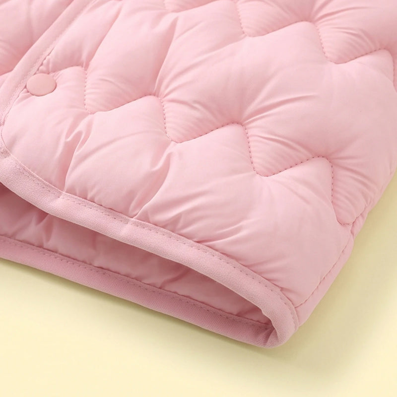 Girls Light Pink Quilted Sleeveless Jacket Coats & Jackets