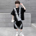 Boys Black Abstract Printed Oversized T-Shirt With Shorts Co-ord Sets Sets Black 5-6 Y