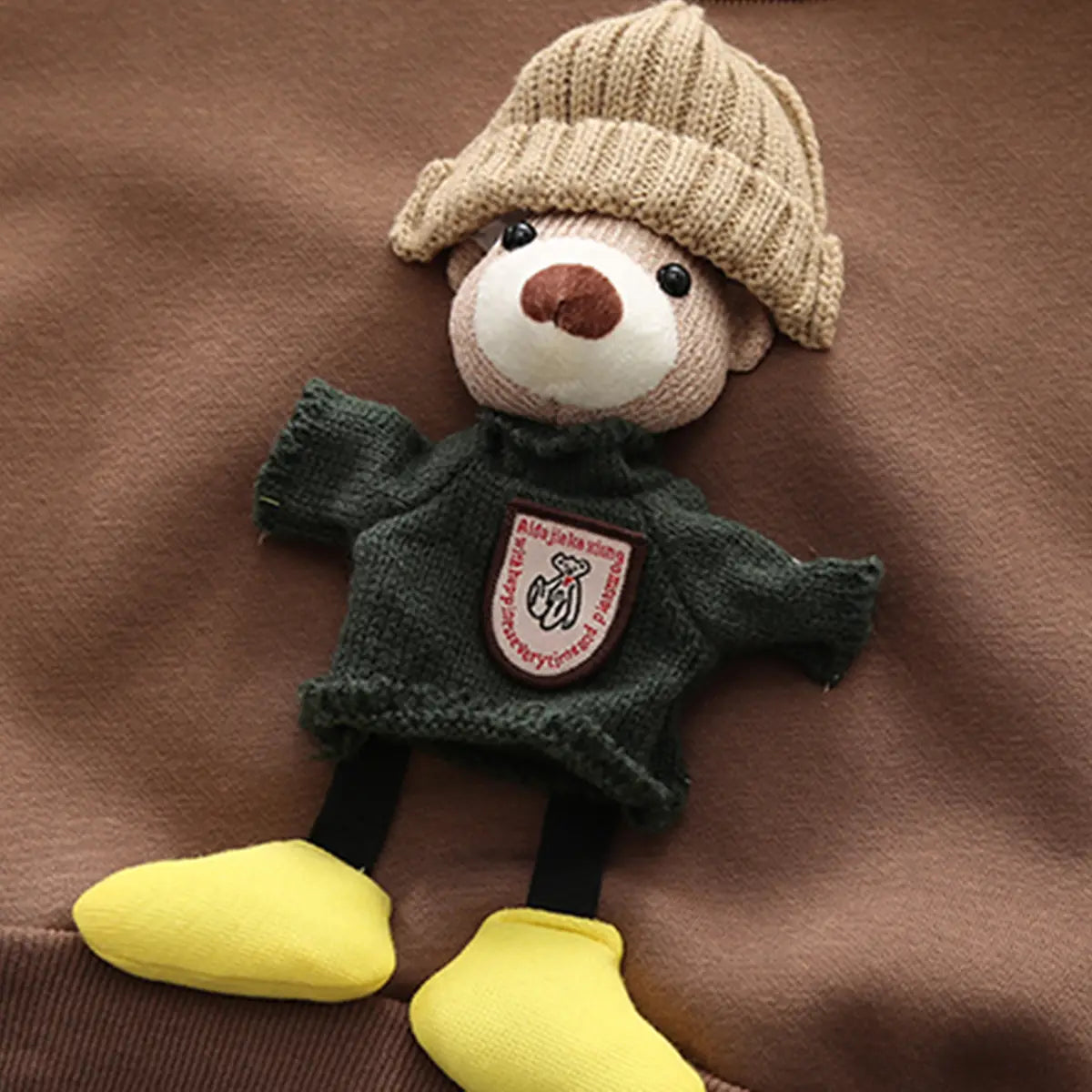 Girls Brown 3D Bear Applique Sweatshirt With Jogger Co-ord Sets Sets