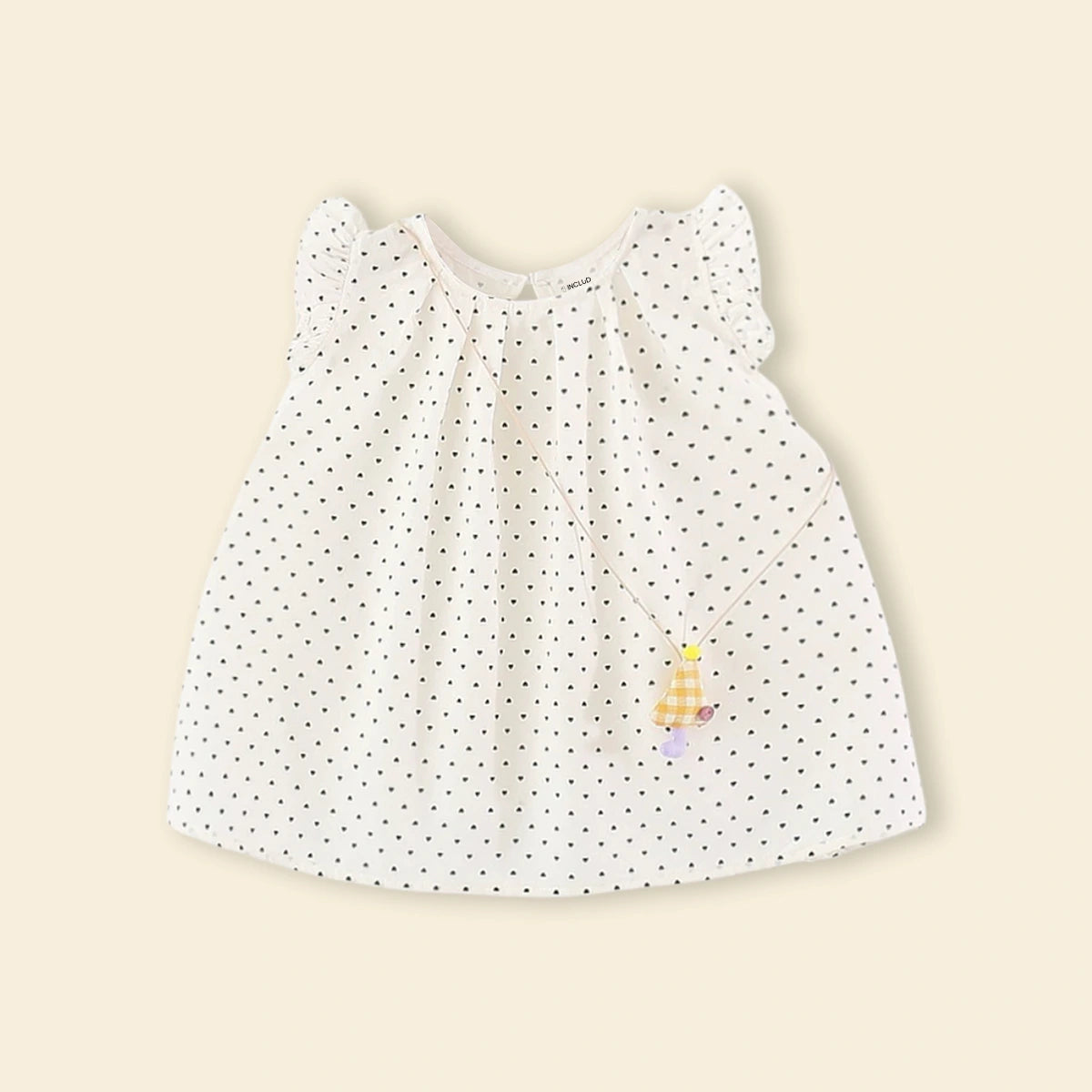 Girls Off White Polka Dot Print A-Line Dress Casual Dresses