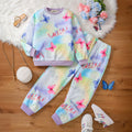 Girls Multicolor Butterfly Printed Sweatshirt With Jogger Sets 2 pc. Sets Multicolor 7-8 Y