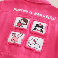 Girls Pink Solid Long Sleeves Jacket Coats & Jackets