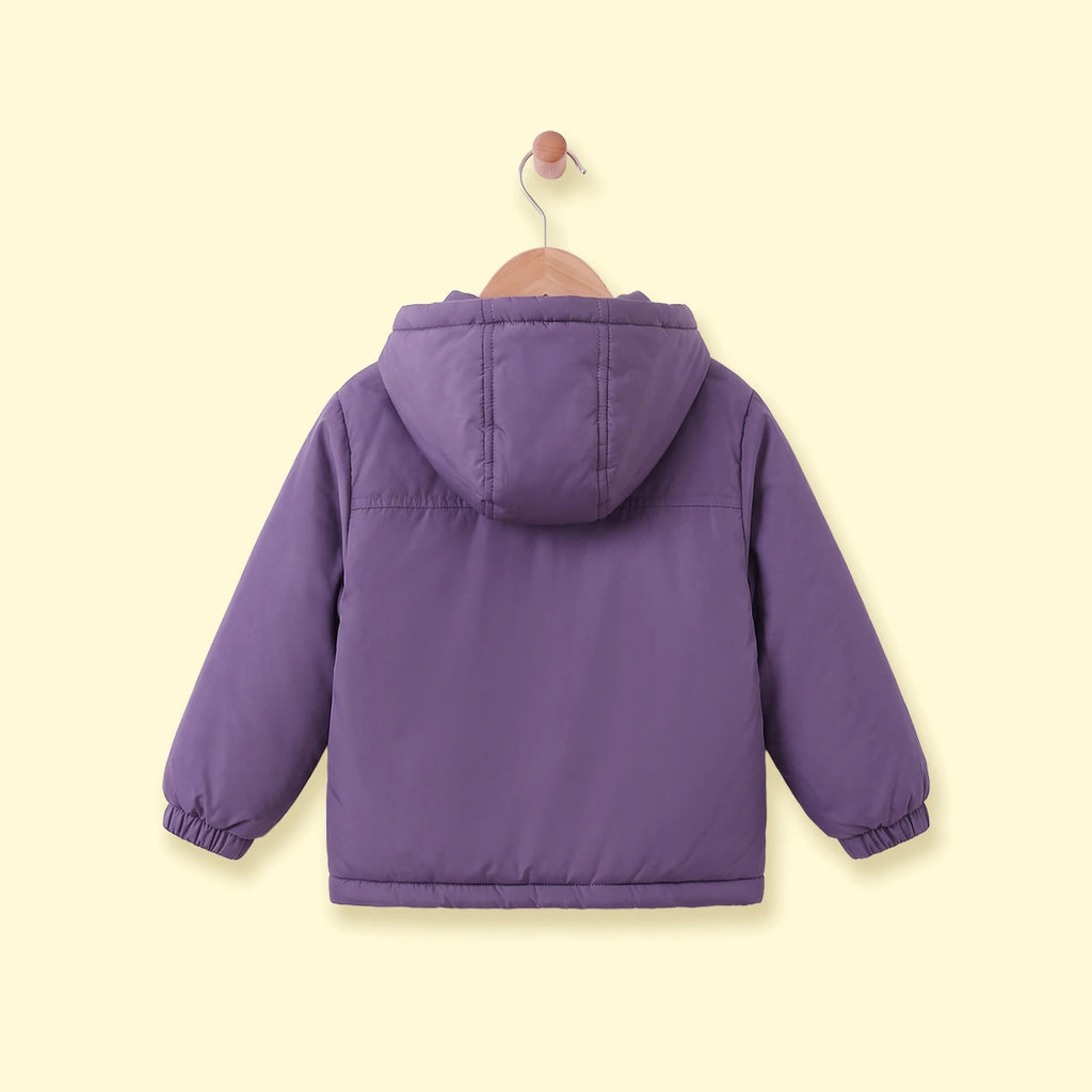 Girls Purple Long Sleeve Hooded Zip-up Jacket Coats & Jackets