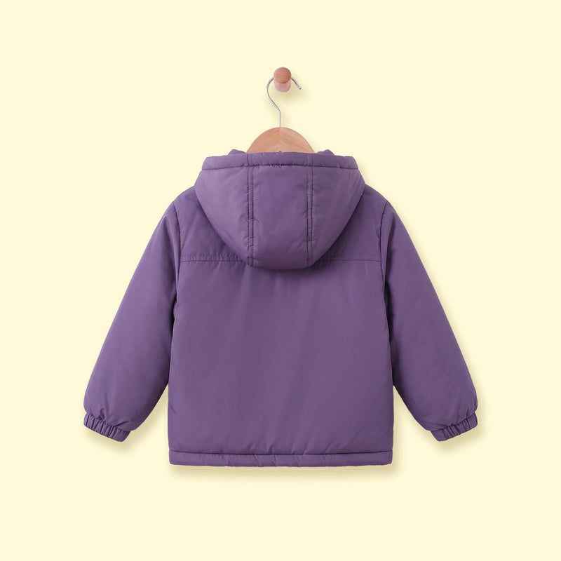 Girls Purple Long Sleeve Hooded Zip-up Jacket Coats & Jackets
