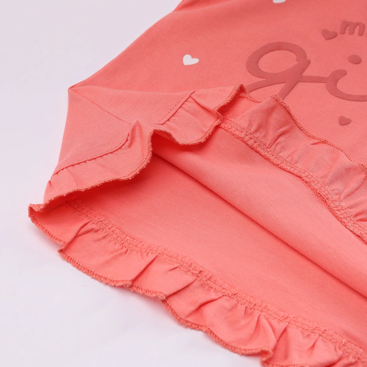 Girls Coral Heart Printed Top With Elasticated Shorts Sets Sets