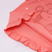Girls Coral Heart Printed Top With Elasticated Shorts Sets Sets